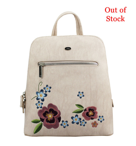 Τσάντα πλάτης Backpack floral με κέντημα - nude (9101)
