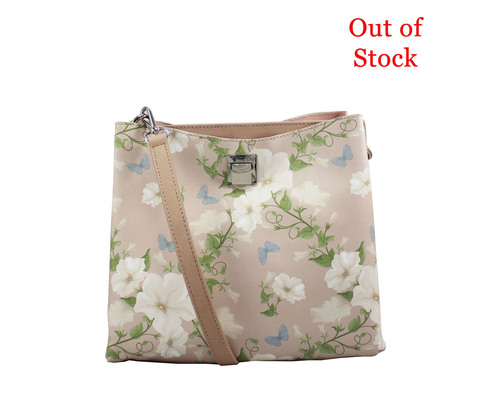 Τσάντα χιαστί ροζ floral λουλούδια Diana & Co (1684-1)